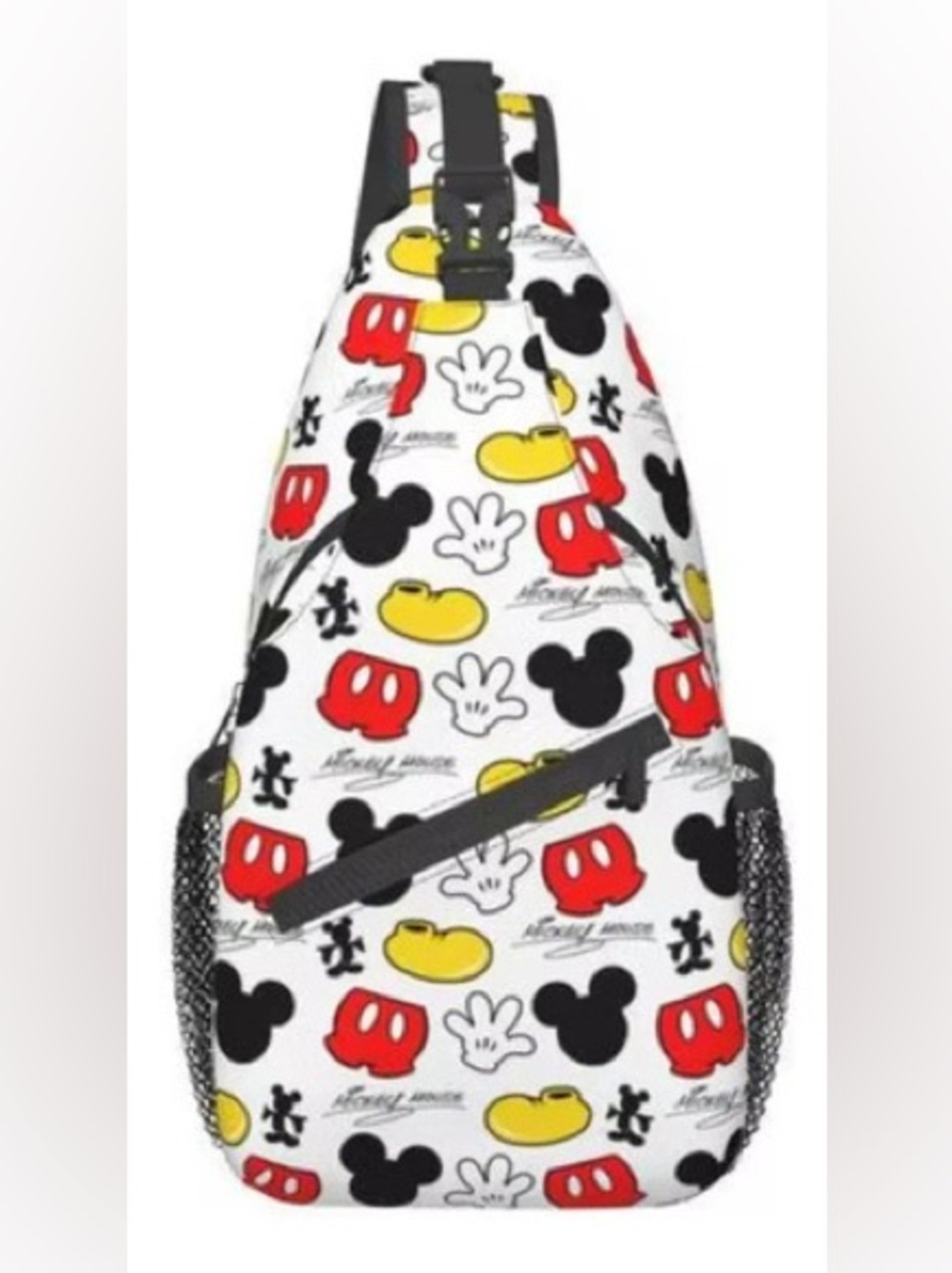 NWT Disney Mickey Sling Backpack in White, Red, Yellow, Black with Keychain